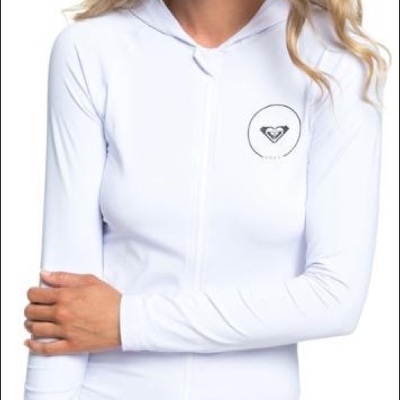 🔥 Roxy Essentials Lycra Hoodie Rashguard - Womens NWT - Picture 7 of 9